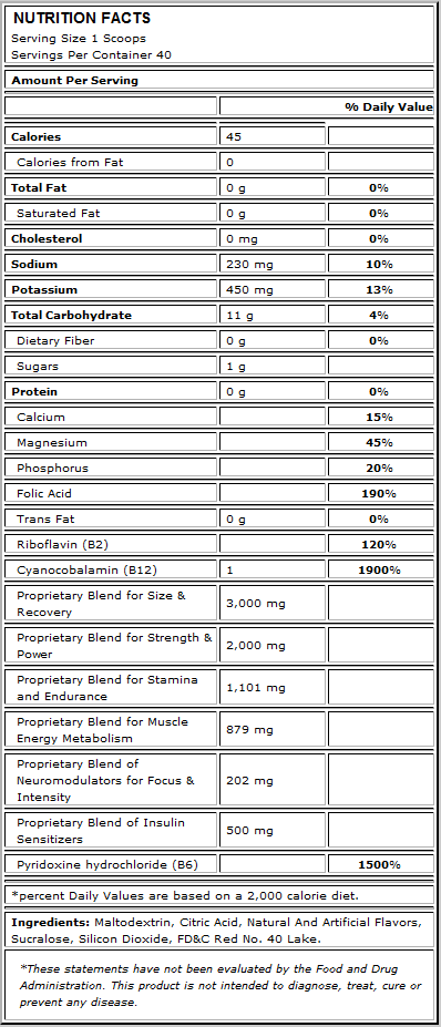 MRI Black Powder Nutrition Facts