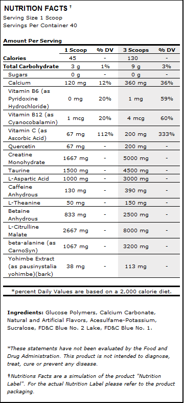 Muscletech Nano Vapor Performance Series Nutrition Facts