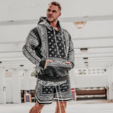 Size Up Black Paisley Acid Wash  Platinum Hoodie
