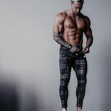 Size Up Tri-Stretch Black Metal Checker Plaid Pants