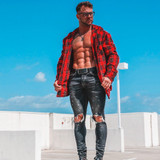 Size Up Reds Scotch Plaid Hooded Flannel