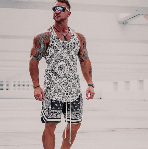 Size Up Blanco Paisley Y-Back Tank