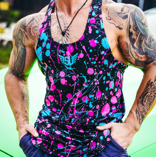 Size Up  Neon Splatter Y-Back Tank