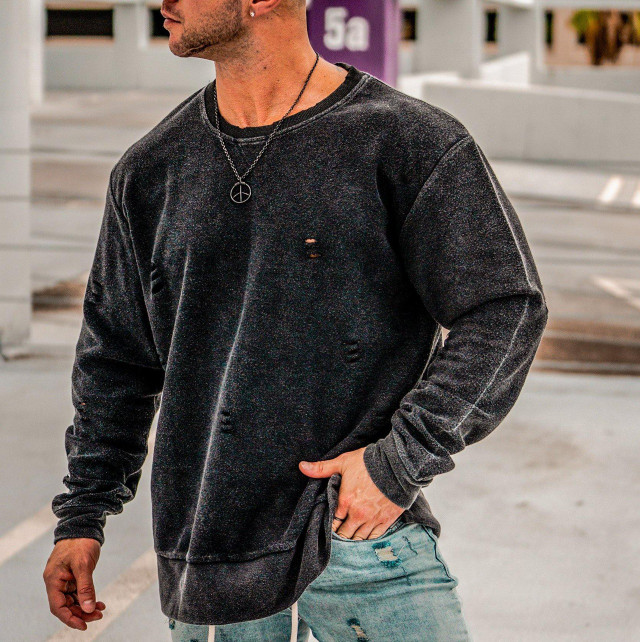 Size Up Iron Ash REVERSIBLE Distress Crewneck