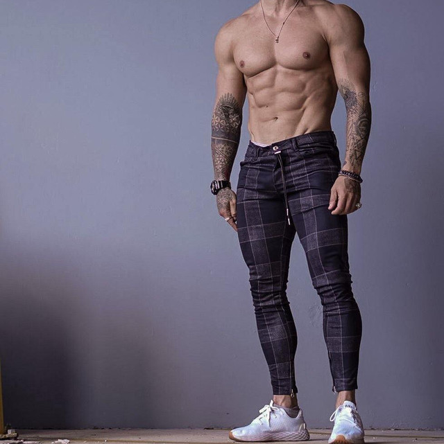 Size Up Tri-Stretch Black Metal Checker Plaid Pants