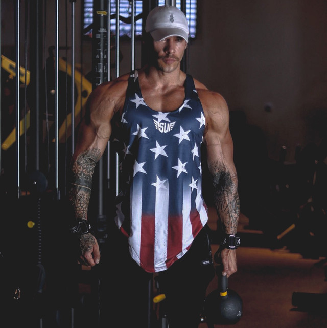 Size Up USA Print Y-Back Tank