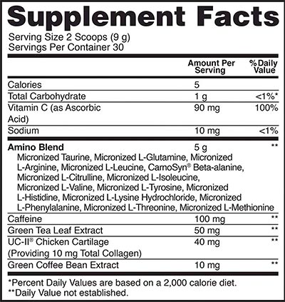 Optimum Nutritions AmiNO Energy plus Collagen featuring UC-II collagen